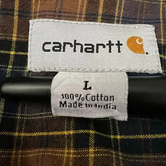 Carhartt Plaid Button Down Long Sleeves Double Pocket Shirt | Men's Size Large - Picture 4 of 9